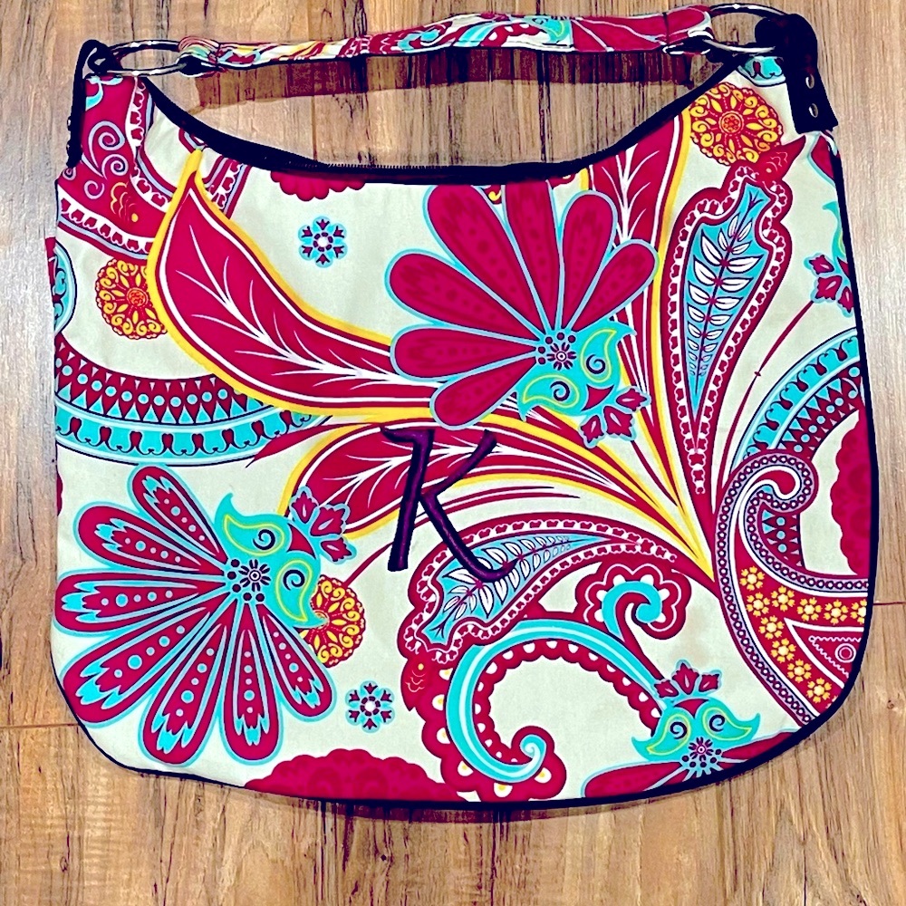 Initials Inc custom hobo monogram K vintage tropical pink fuchsia purple purse